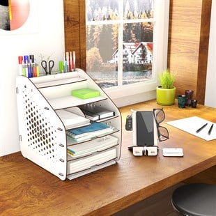 Design OTTO Large Hexa - 6 Renk A4 Evrak Rafı Masaüstü Organizer Düzenleyici MC210603