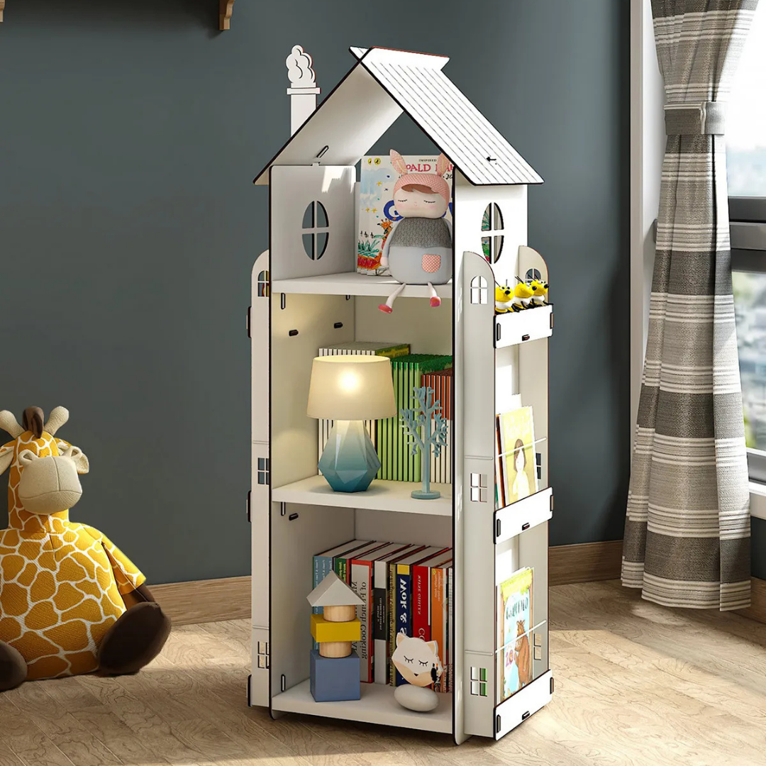 Mingitav Roofy 9 Raflı Ahşap Montessori Çocuk Odası Eğitici Kitaplık İskandinav Tarz Montessori Kitaplık