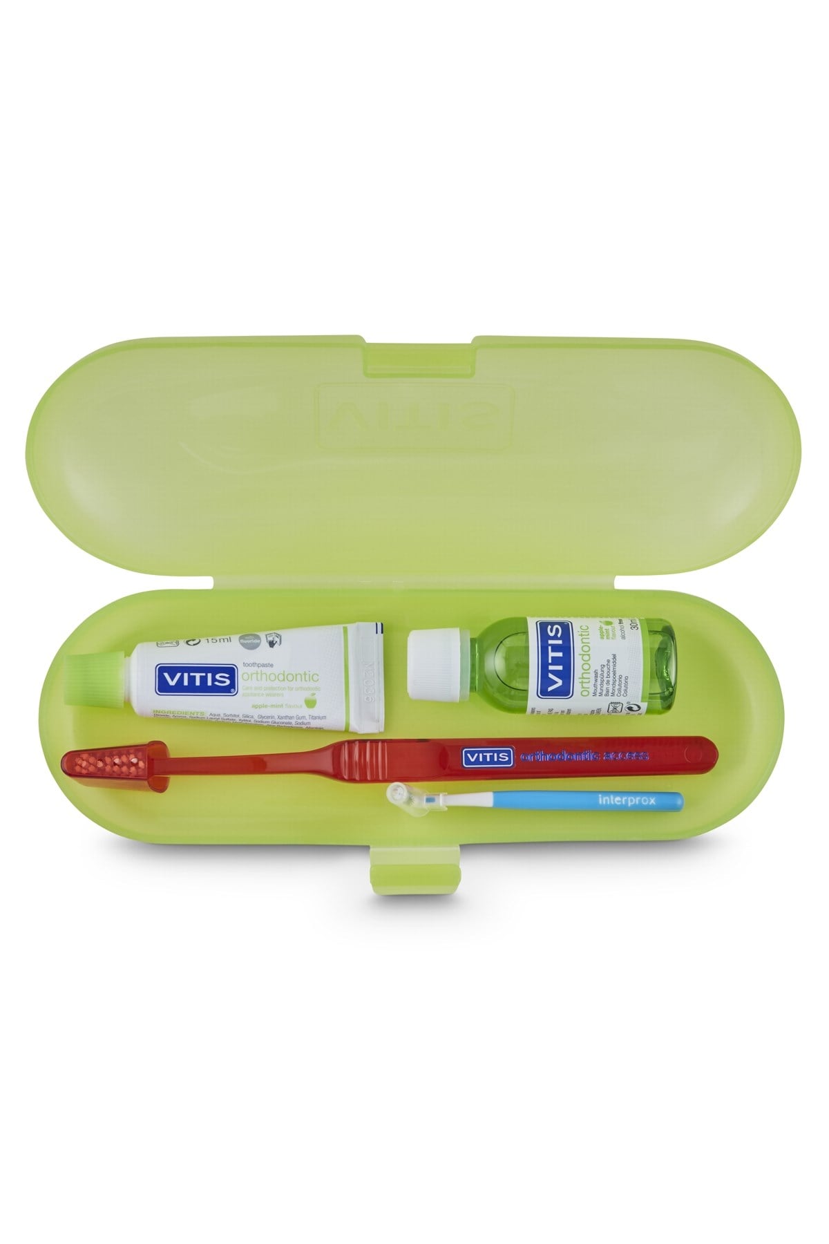 VITIS KIT ORTHO 30 ml gargara + 15 ml macun + ortodontik diş fırçası + interprox plus conic diş arası fırçası