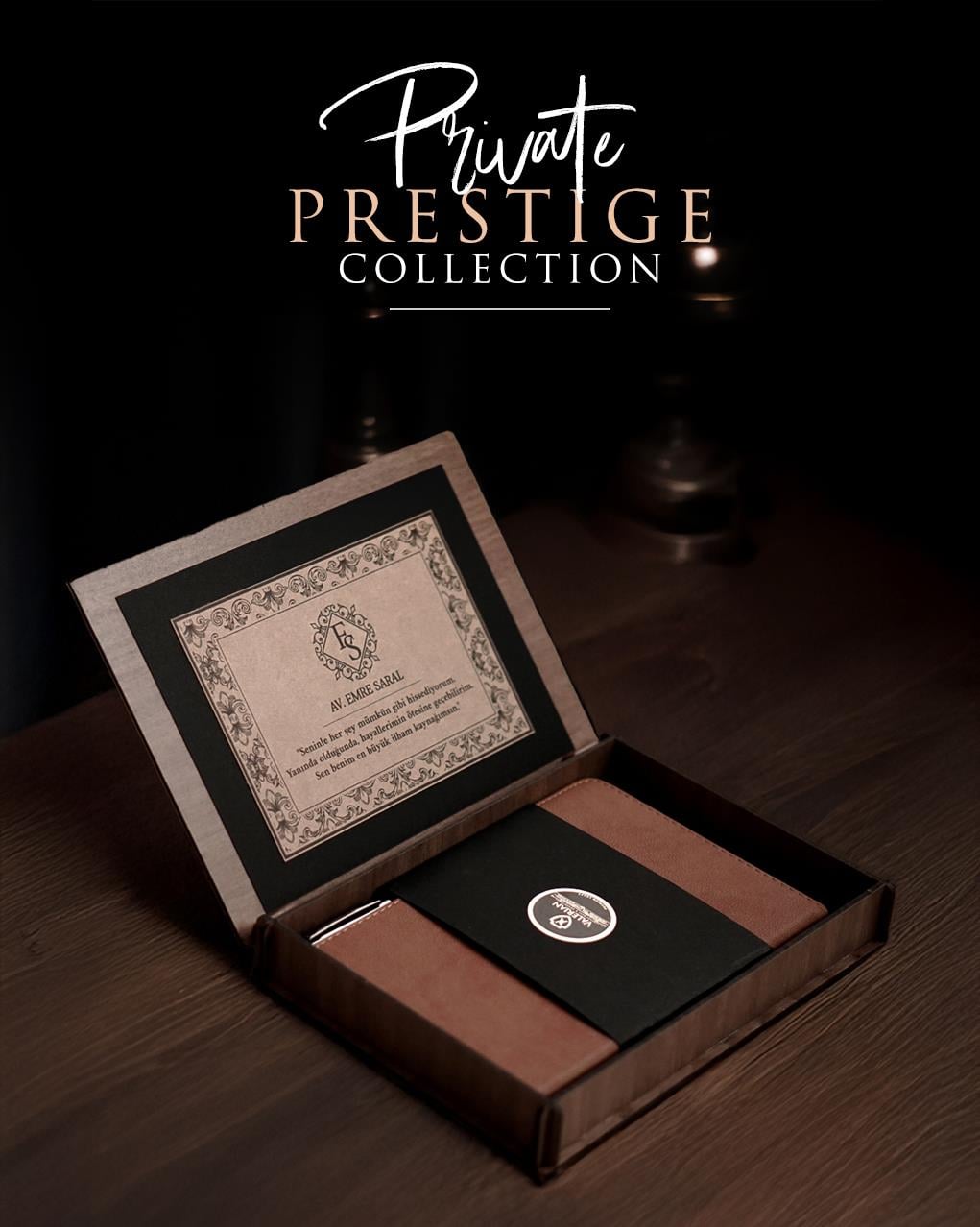 Kişiye Özel Ahşap Kutulu Defter Hediye Seti - Private Prestige Collection