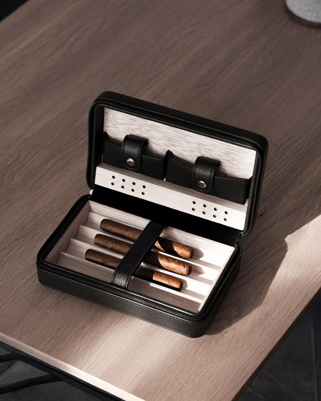 Puro Taşıma Çantası & Organizer – Humidor Özellikli - Siyah
