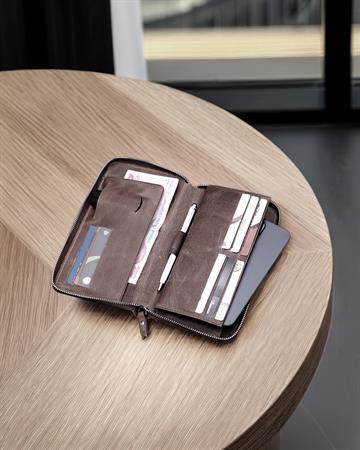Hakiki Deri Unisex Portföy Cüzdan - Mini Organizer- Taba Renk