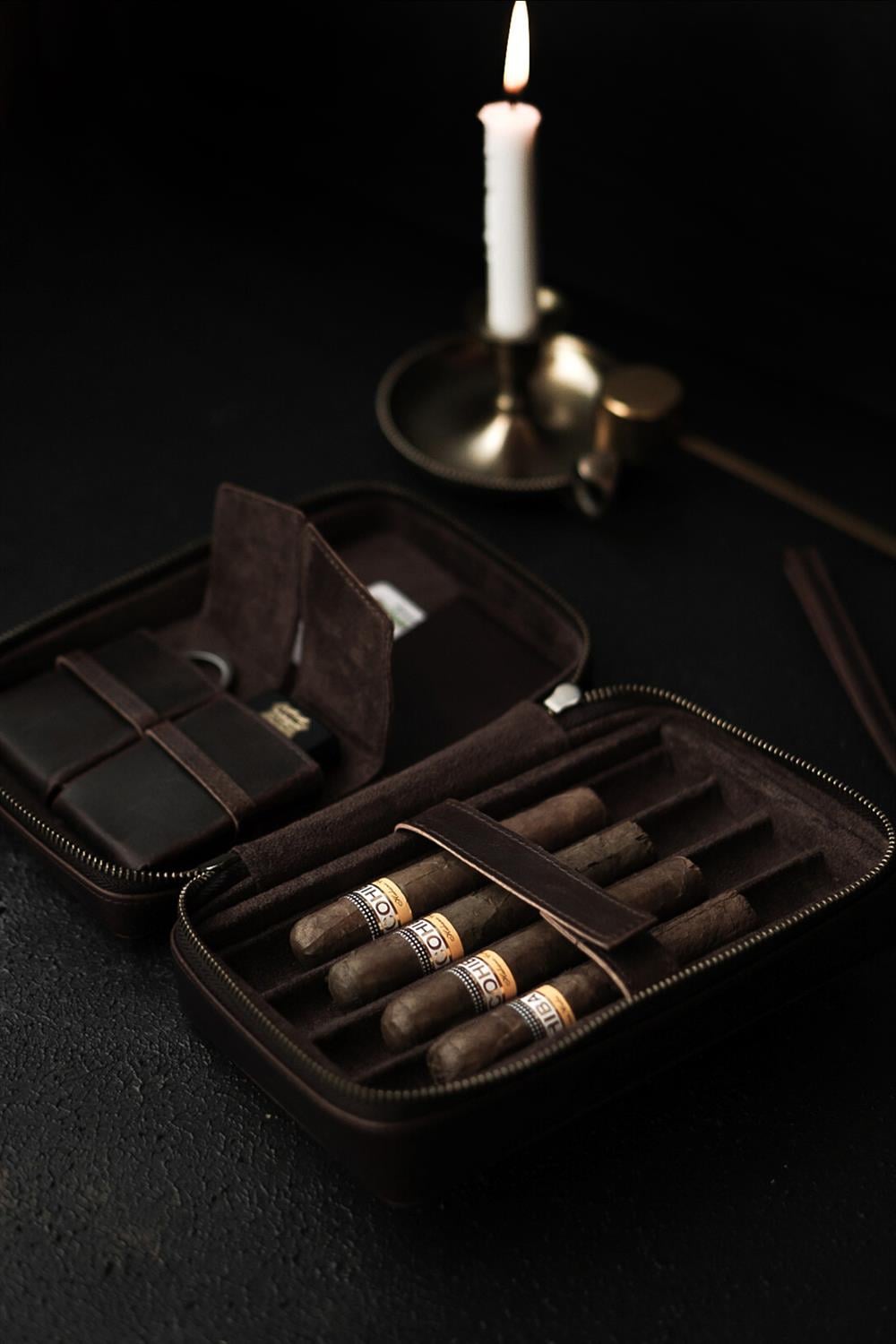 Cigar Case - Hakiki Deri -El Yapımı Puro Çanta & Organizer