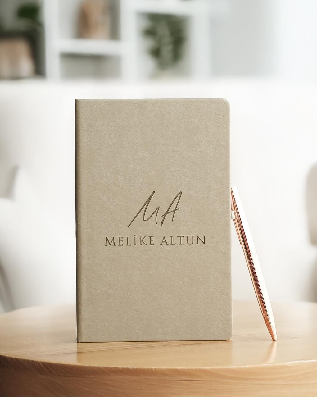Kişiye Özel Termo Deri Defter Bej Renk