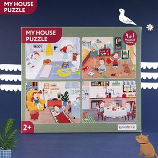 My House / Evin Bölümleri 4'ü 1 Aradada Puzzle  (Yapboz) / 4*6 24 Parça 2+ Yaş  