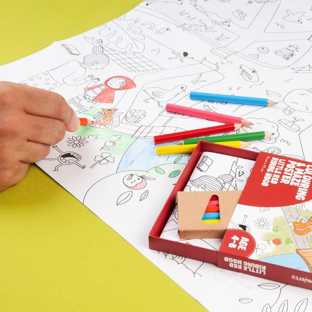 Boyama ve Labirent Poster - Kırmızı Başlıklı Kız  