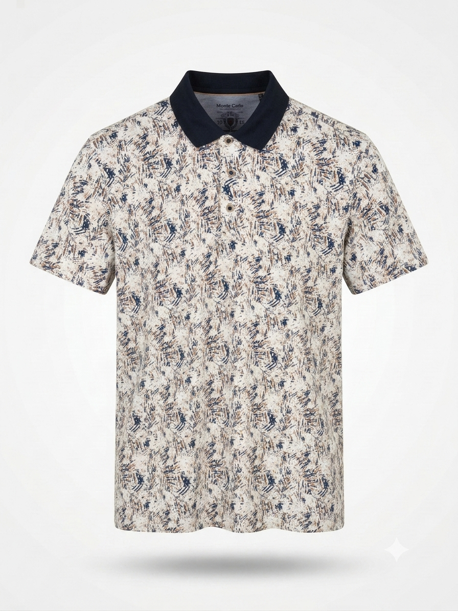 Büyük Beden Desenli Polo Yaka T-Shirt