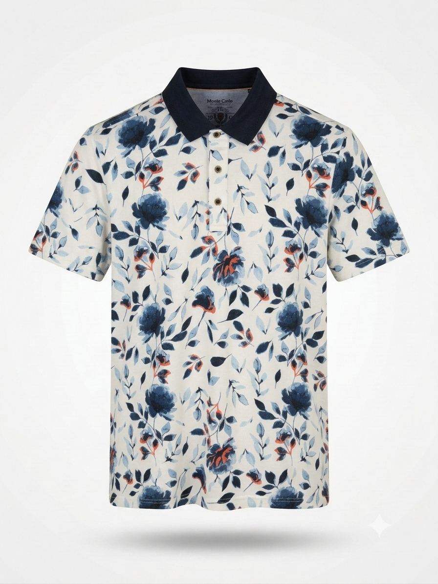 Büyük Beden Desenli Polo Yaka T-Shirt