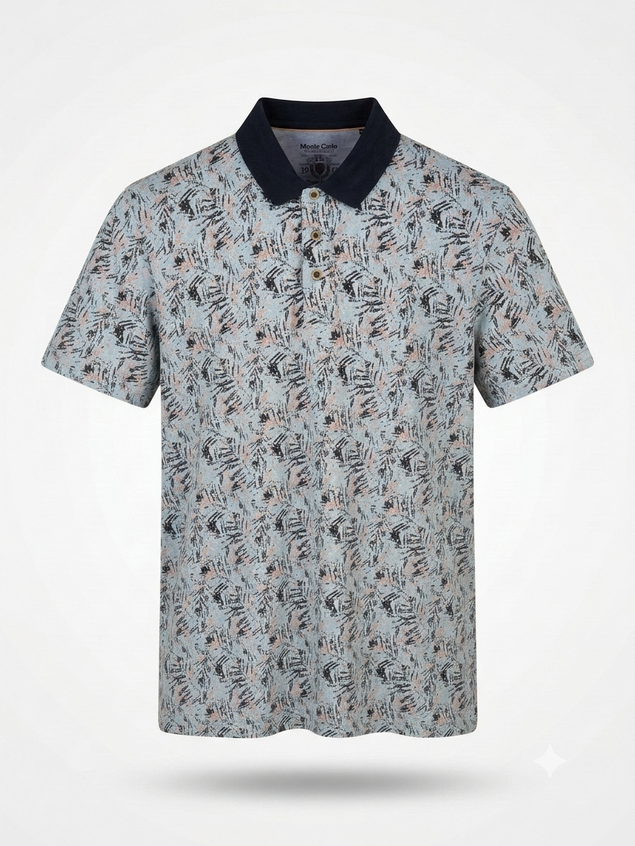 Büyük Beden Desenli Polo Yaka T-Shirt