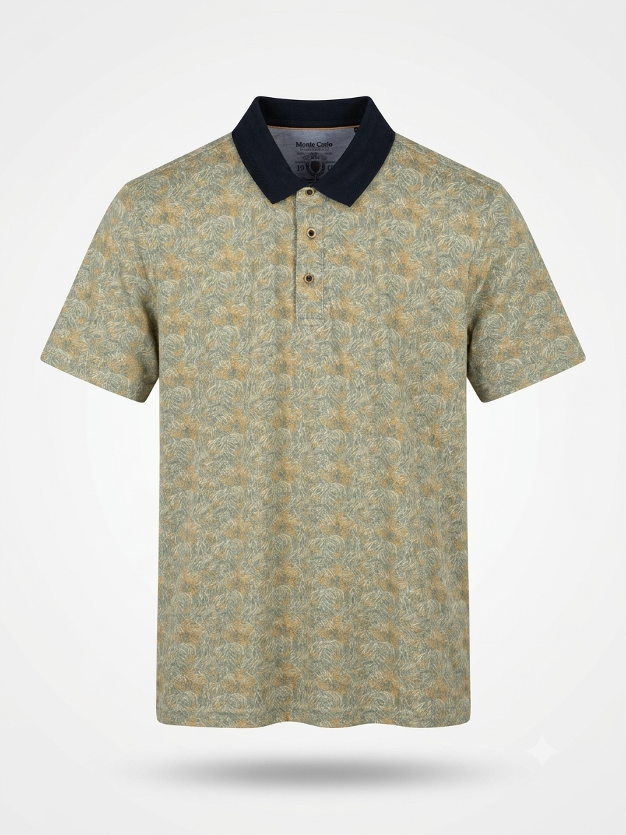 Büyük Beden Desenli Polo Yaka T-Shirt