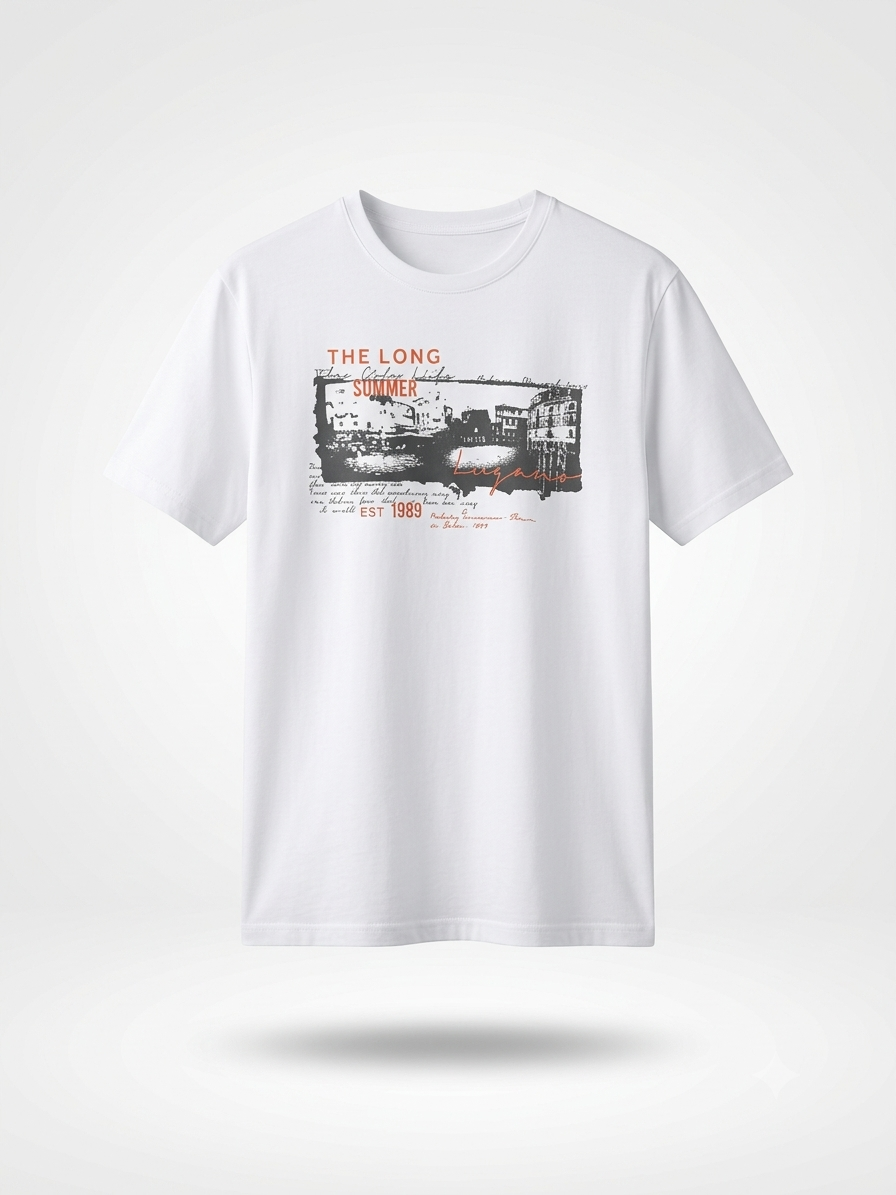 Büyük Beden Erkek Beyaz  Baskılı Beyaz  T-Shirt