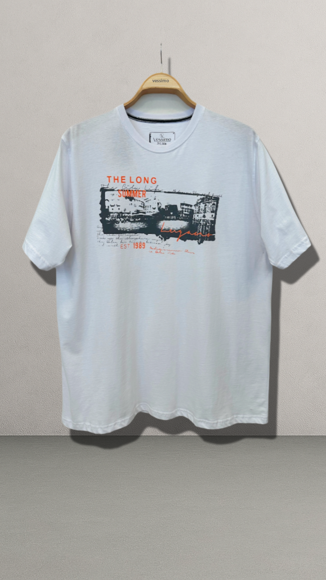 Büyük Beden Erkek Beyaz  Baskılı Beyaz  T-Shirt