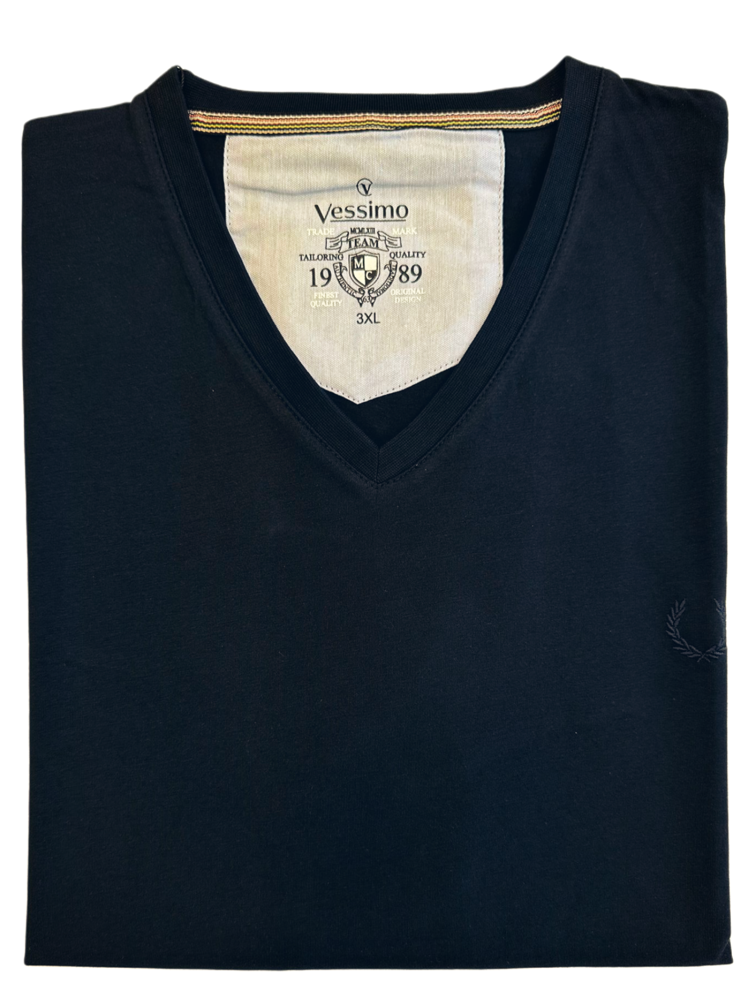 Büyük Beden Lacivert V-Yaka T-Shirt