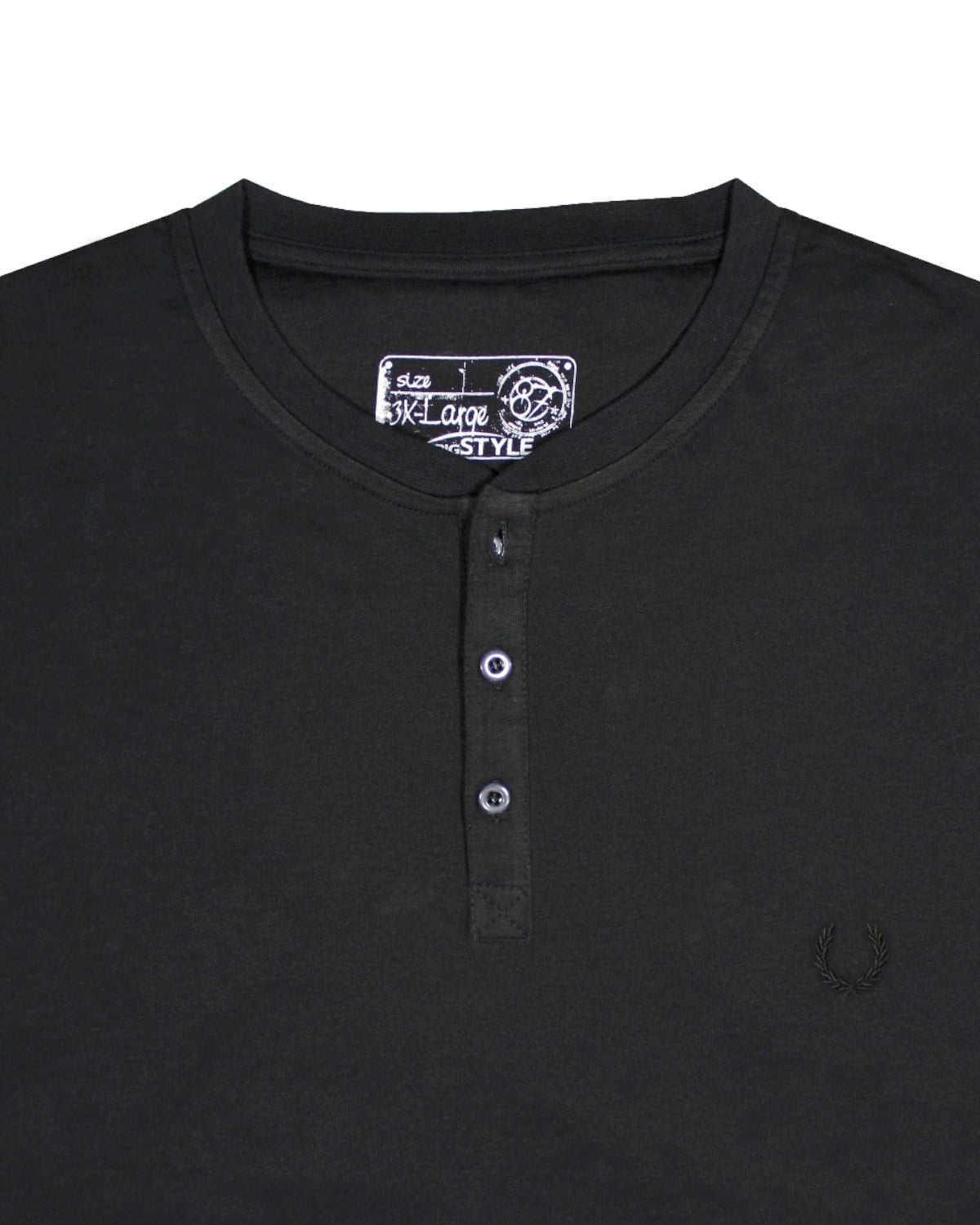 Büyük Beden Siyah Düğmeli Sweat  T-Shirt