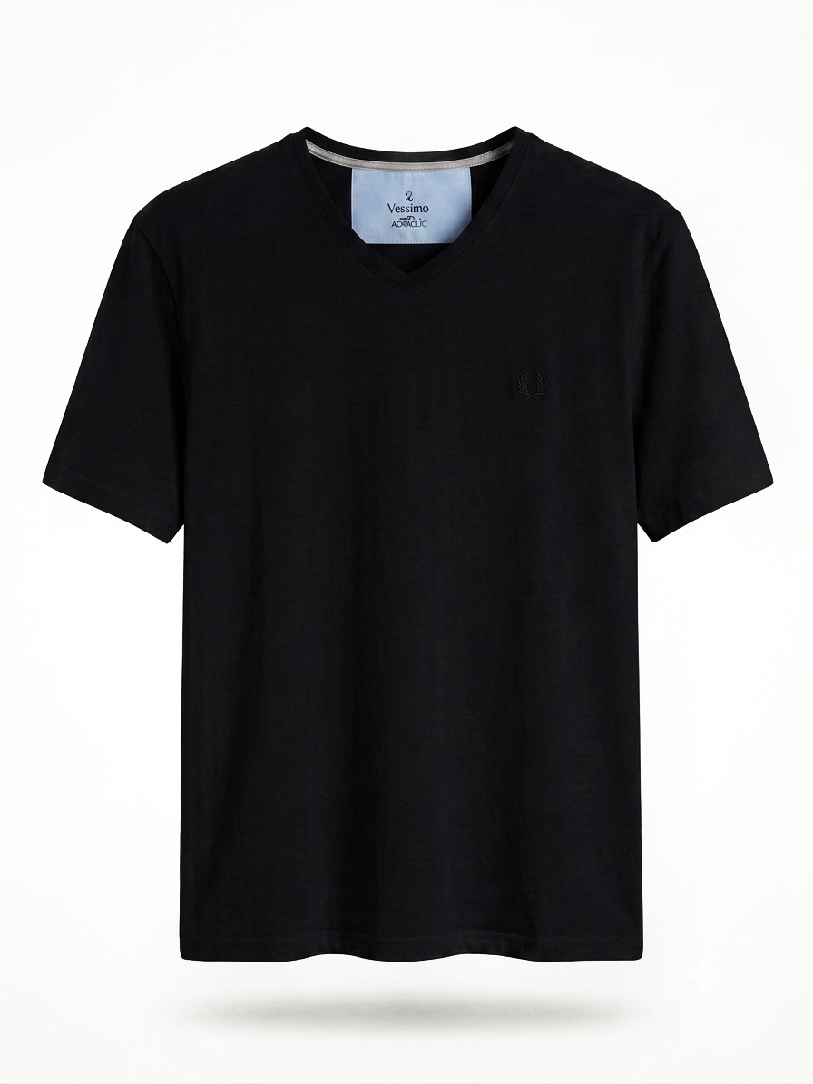 Büyük Beden Siyah V-Yaka T-Shirt