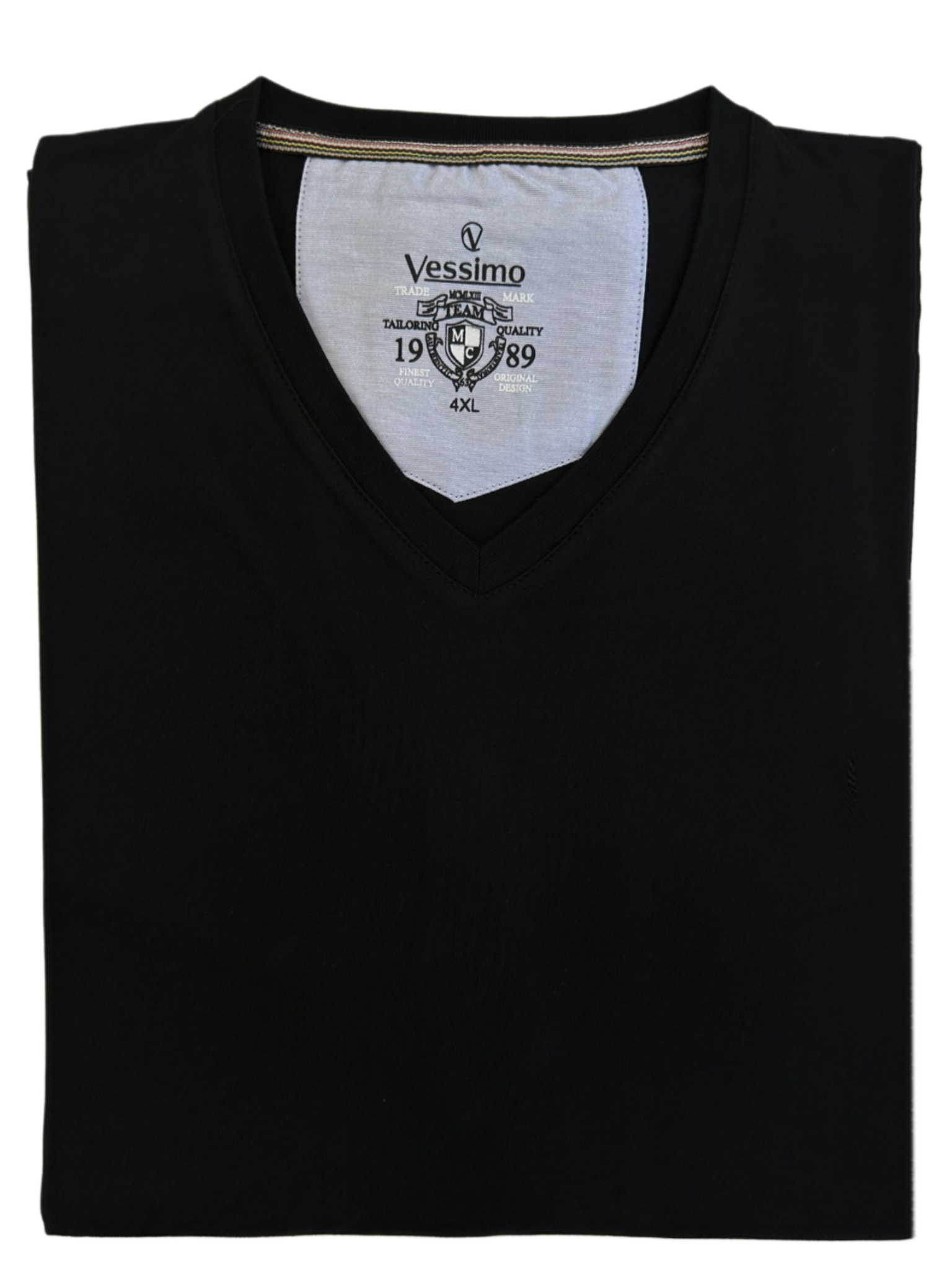 Büyük Beden Siyah V-Yaka T-Shirt