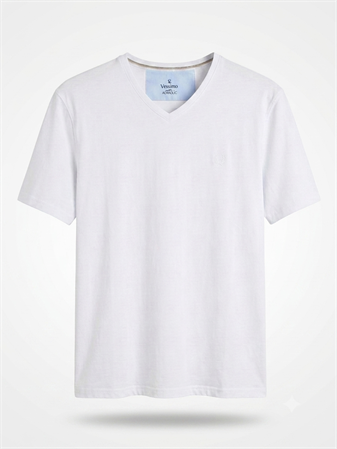 Büyük Beden Beyaz V-Yaka T-Shirt