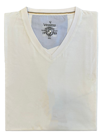 Büyük Beden Beyaz V-Yaka T-Shirt
