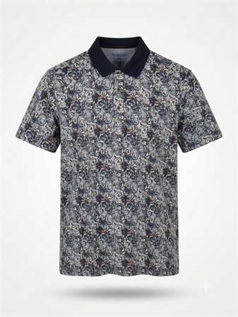 Büyük Beden Desenli Polo Yaka T-Shirt