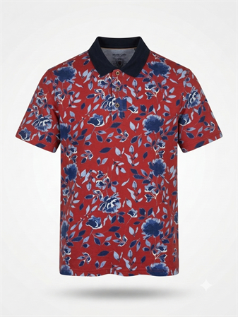 Büyük Beden Desenli Polo Yaka T-Shirt