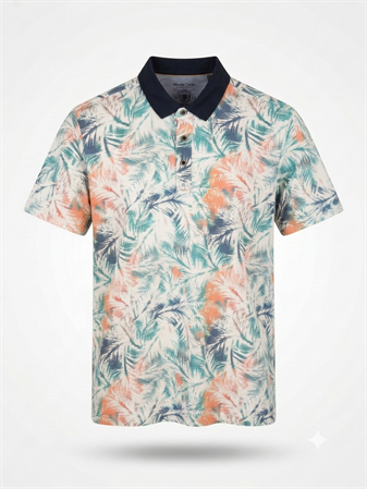 Büyük Beden Desenli Polo Yaka T-Shirt