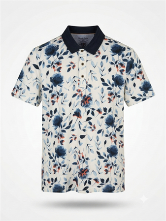 Büyük Beden Desenli Polo Yaka T-Shirt