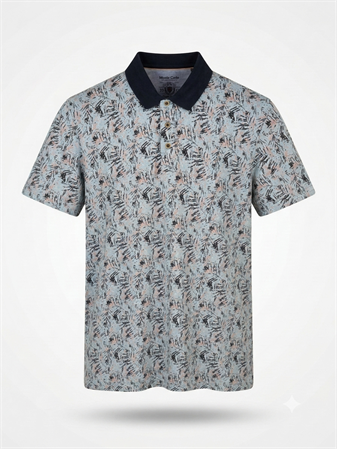 Büyük Beden Desenli Polo Yaka T-Shirt