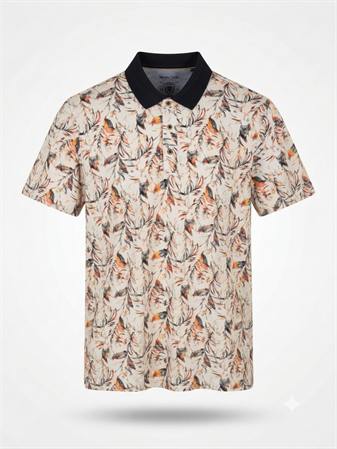 Büyük Beden Desenli Polo Yaka T-Shirt
