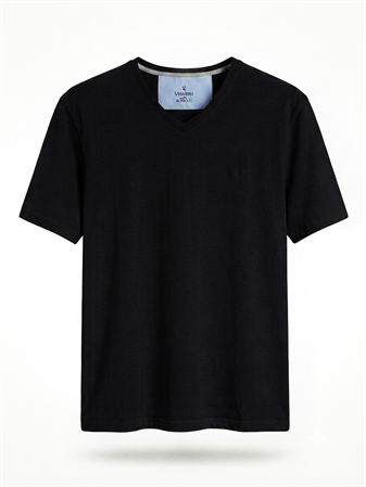 Büyük Beden Siyah V-Yaka T-Shirt