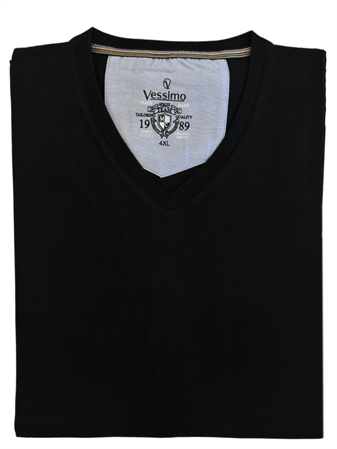 Büyük Beden Siyah V-Yaka T-Shirt