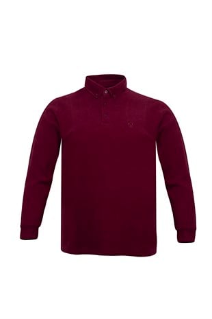 Kışlık Polo Yaka Bordo Sweat