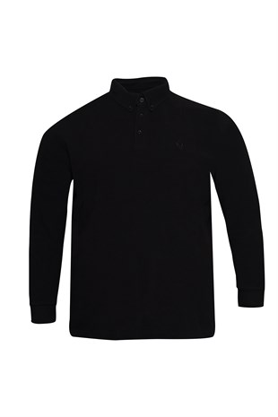 Kışlık Polo Yaka Siyah Sweat