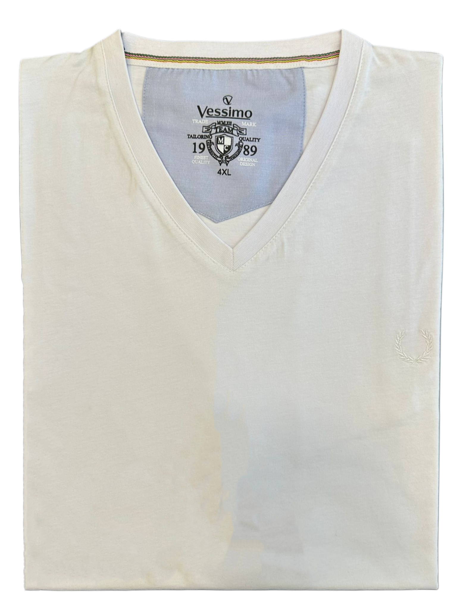 Büyük Beden Beyaz V-Yaka T-Shirt