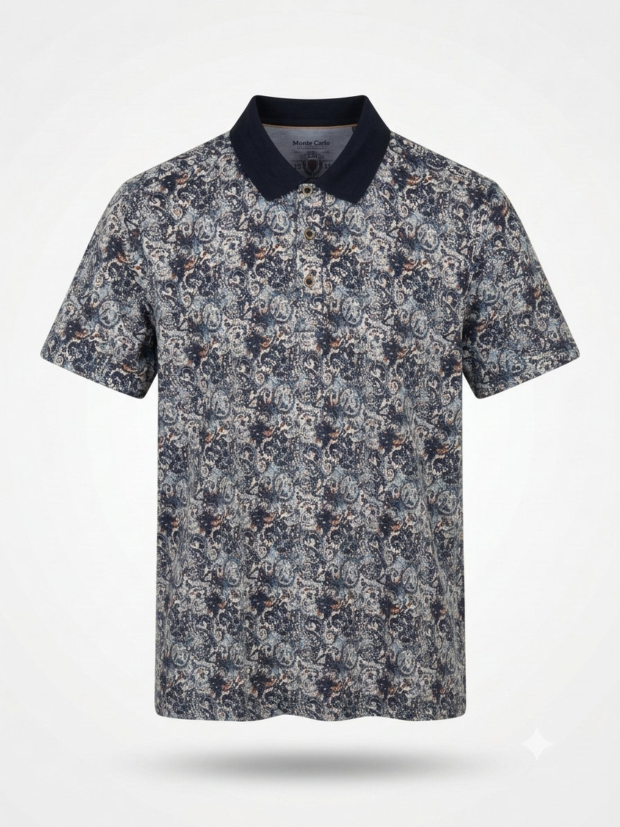 Büyük Beden Desenli Polo Yaka T-Shirt