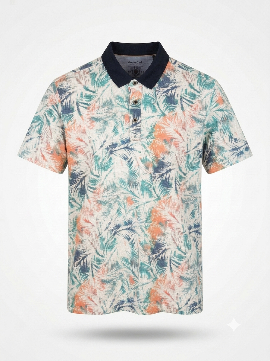 Büyük Beden Desenli Polo Yaka T-Shirt