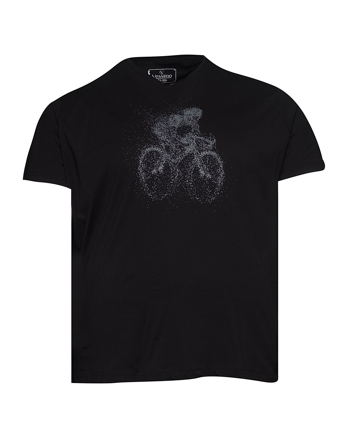 Büyük Beden Erkek Siyah  Baskılı Beyaz  T-Shirt