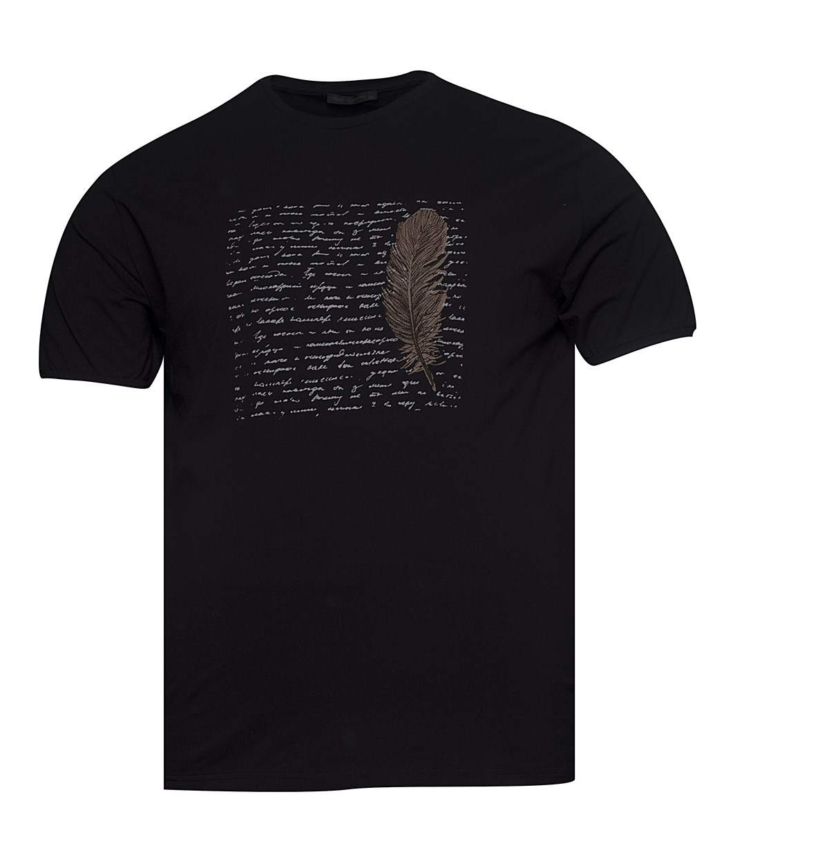 Büyük Beden Erkek Siyah  Baskılı Beyaz  T-Shirt