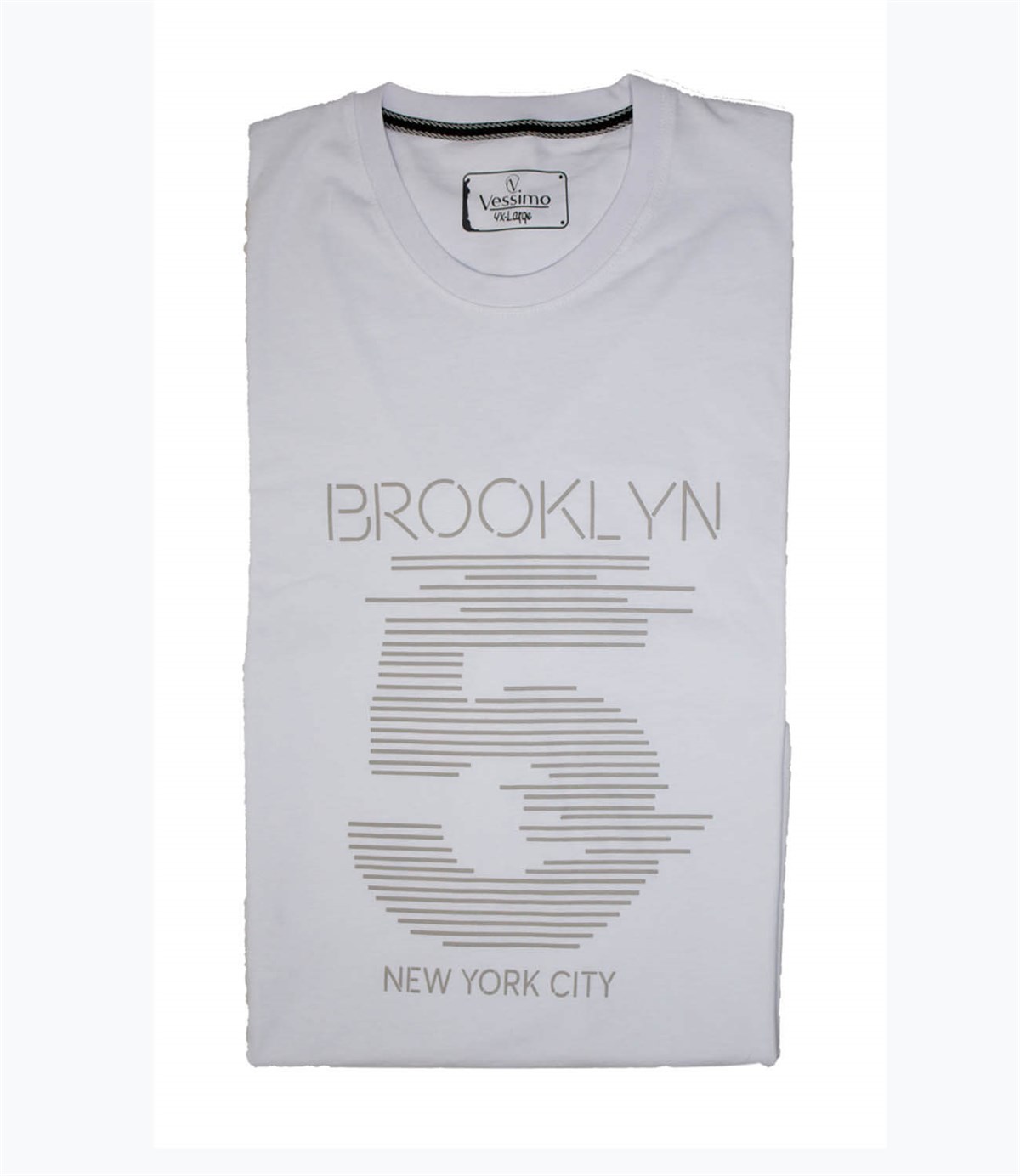Büyük Beden Erkek Siyah  Baskılı Beyaz  T-Shirt