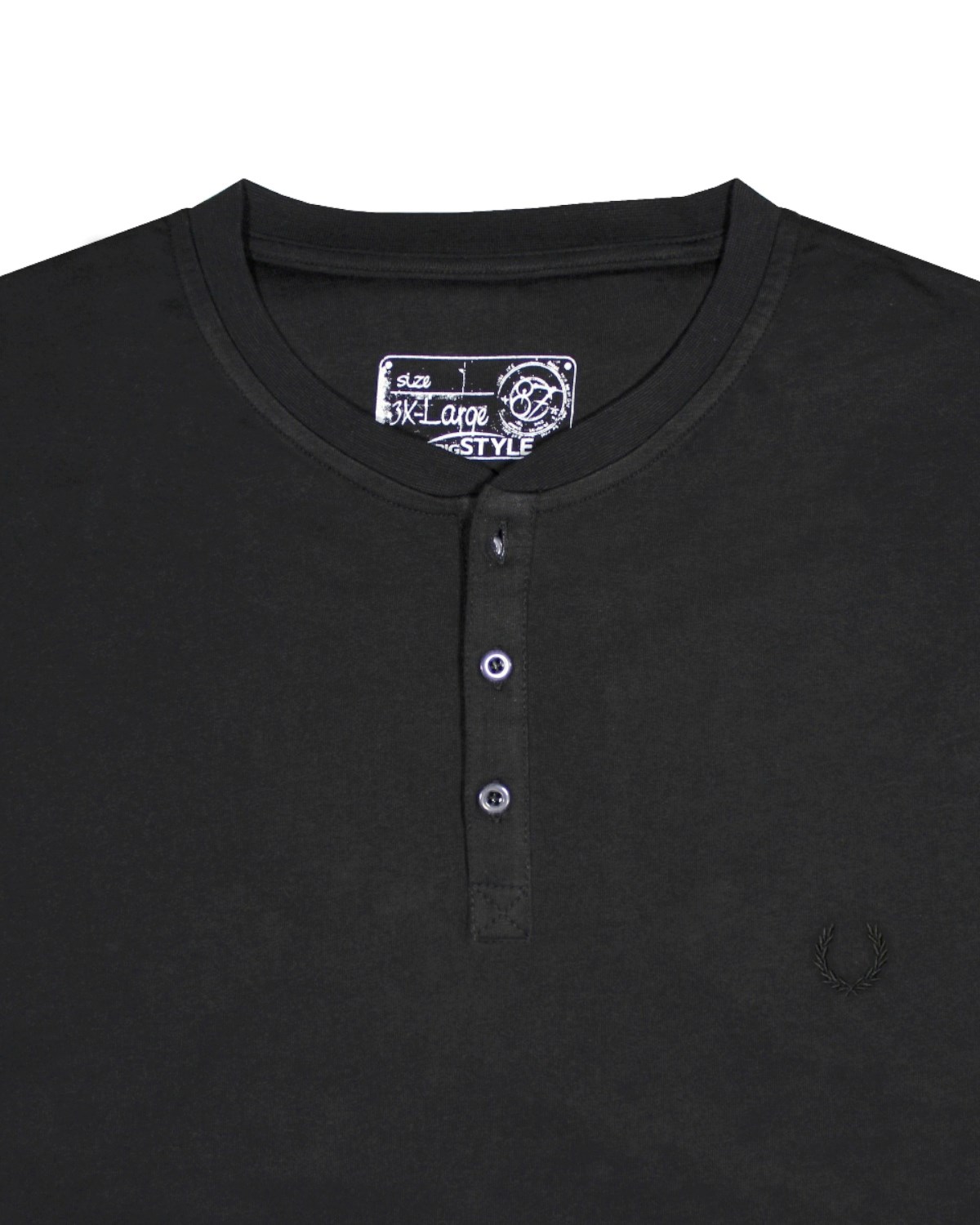 Büyük Beden Erkek Siyah Düğmeli Sweat T-Shirt