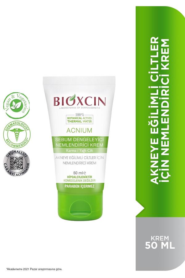 Bioxsine Acnium Sebum Regulierende Feuchtigkeitscreme – Für Fettige Und Zu Akne Neigende Haut, Mit Pflanzlichem Komplex