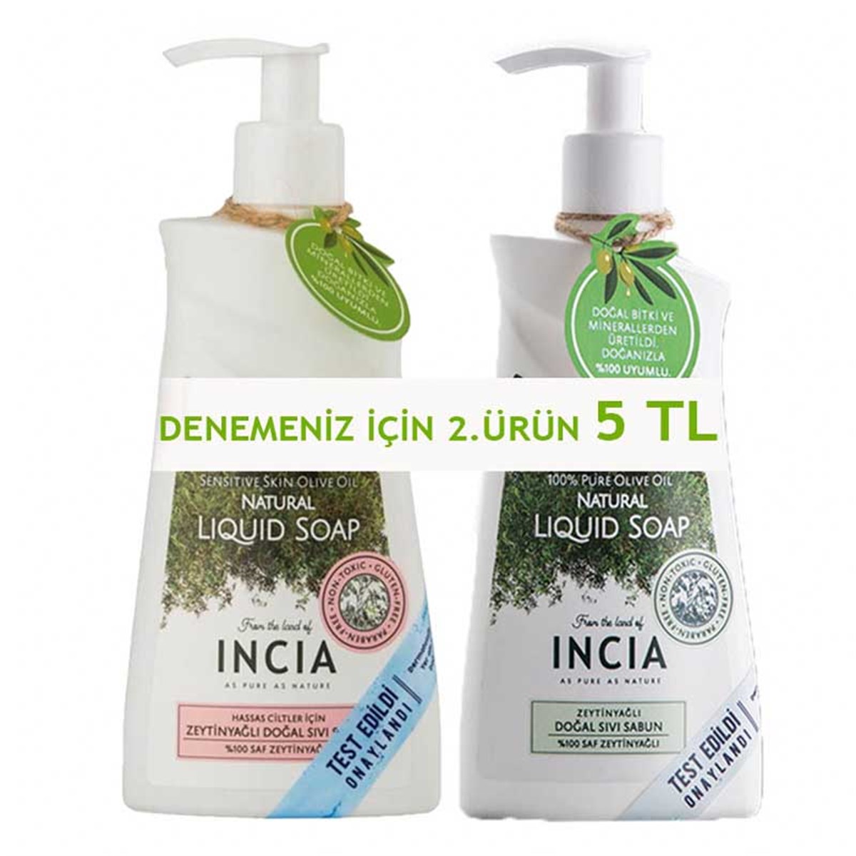 INCIA Doğal Zeytinyağlı Sıvı Sabun 250 ml + Hassas Ciltler İçin Sıvı Sabun  250 ml | Farma Ucuz