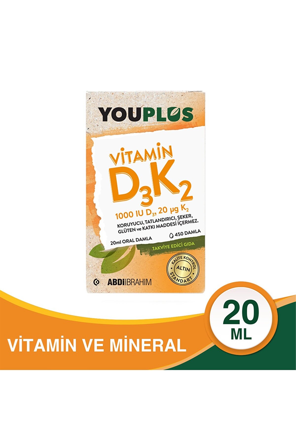 YOUPLUS Vitamin D3K2 1000 IU Damla 20 ML Farma Ucuz