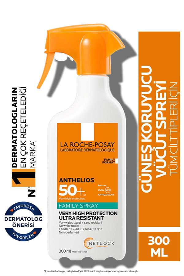 LA ROCHE POSAY Anthelios Family Spray SPF+50 Tüm Cilt Tipleri İçin Vücut Güneş Kremi 300 ml