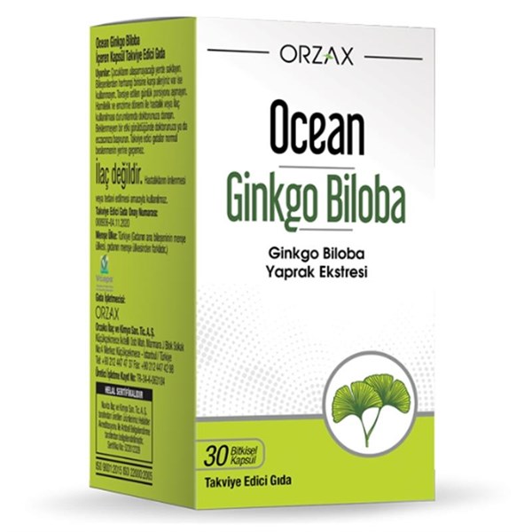 OCEAN Ginkgo Biloba Takviye Edici Gıda 30 Bitkisel Kapsül