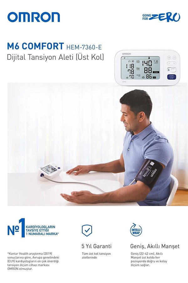 OMRON M6 Comfort HEM 7360 E Dijital Koldan Ölçer Tansiyon Aleti | Farma ...