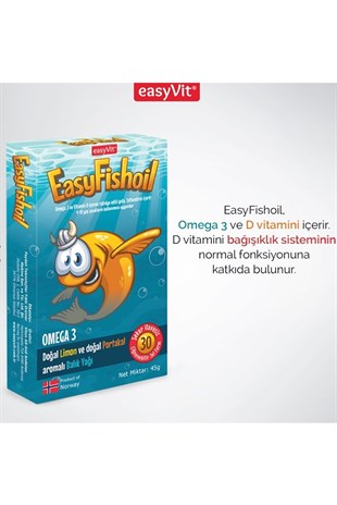 EasyFishoil Omega 3 ve Vitamin D İçeren Takviye Edici Gıda 45 gr x3 ADET