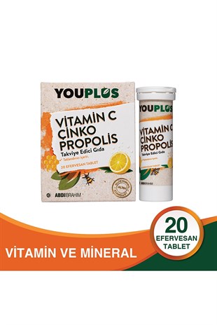 YOUPLUS Vitamin C Çinko Propolis Efervesan Tablet