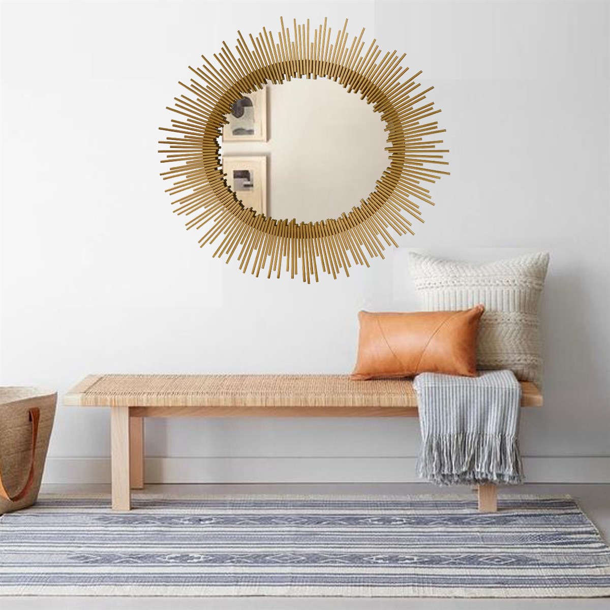 Gold Metal Dekoratif Çubuk Ayna | Püff Konsept