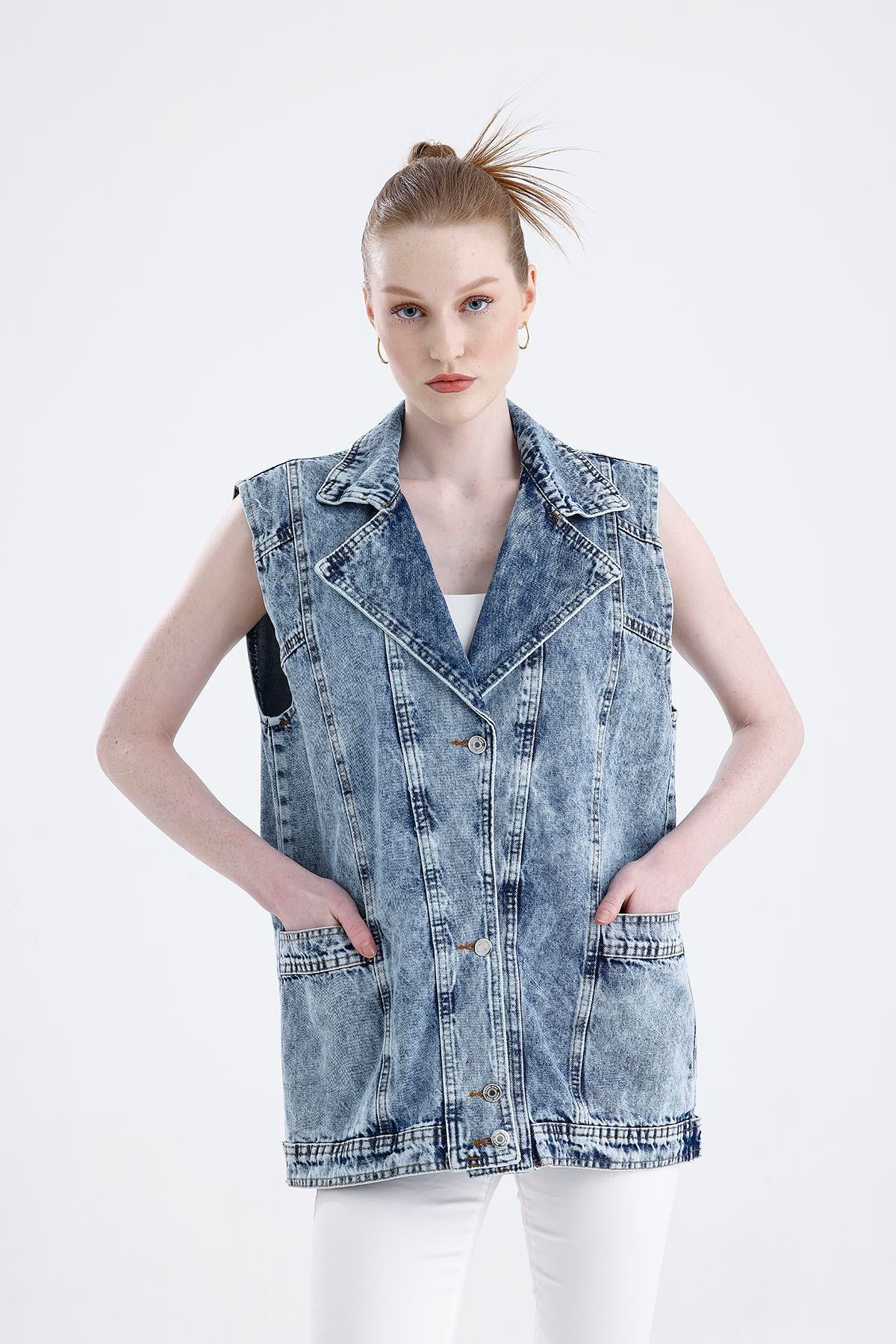 Oversize Boyfriend Basic Jeans Yelek