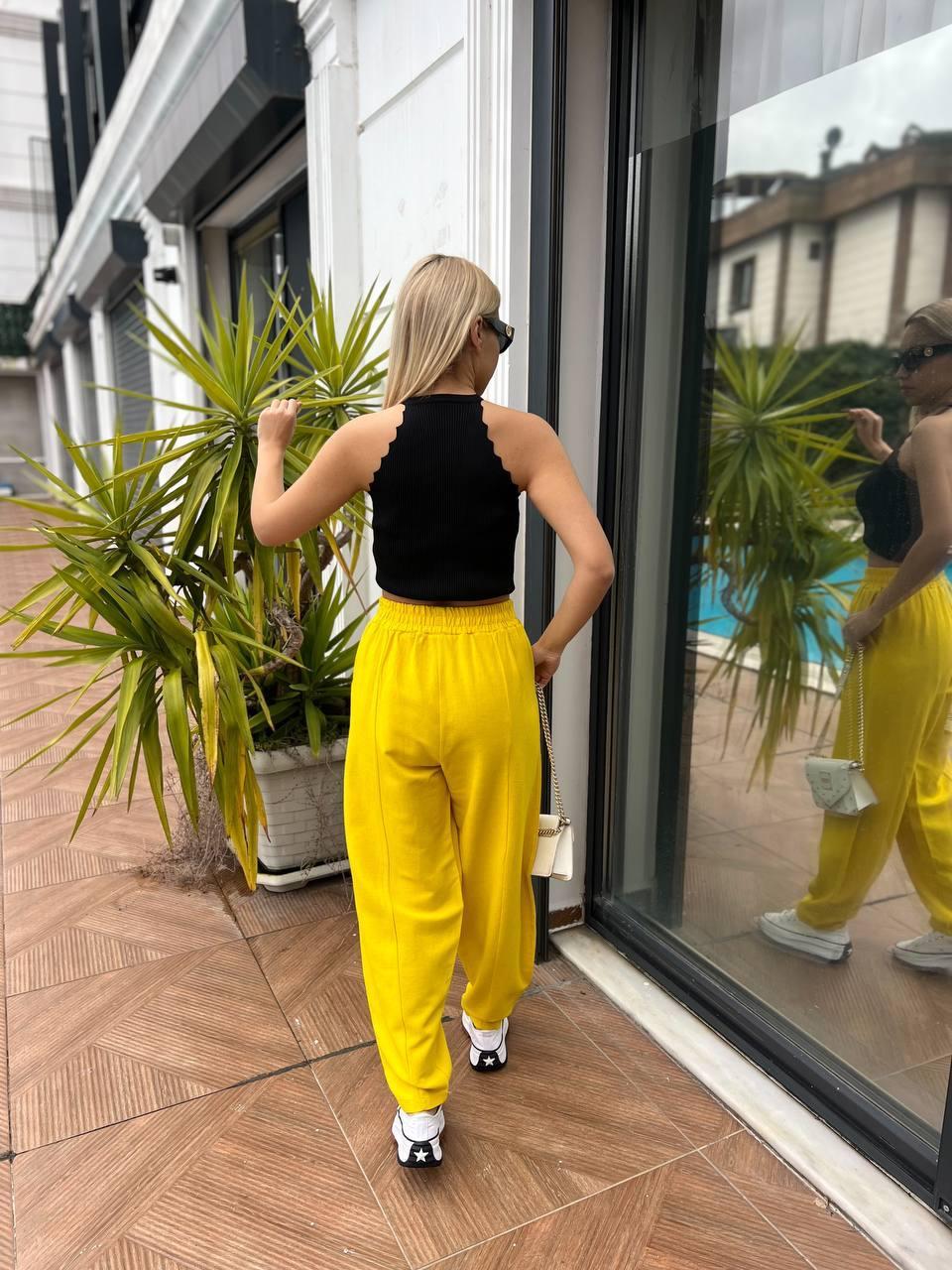 Keten Beli Lastikli Dar Paça Pantolon